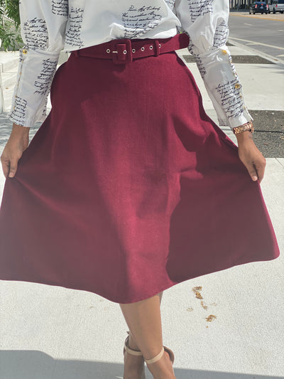 Burgundy wool skirt - Modestapparels 