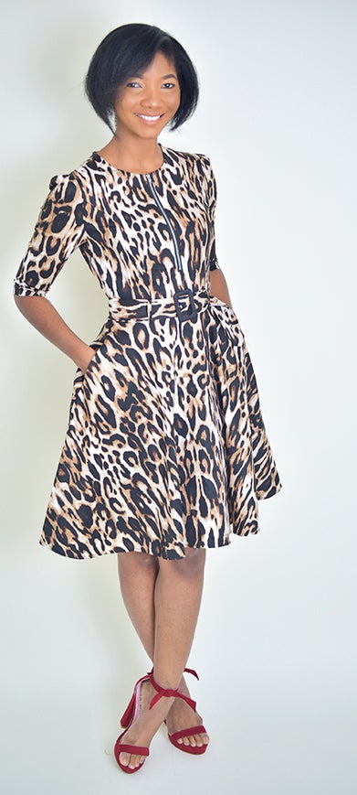 Leopard Belt Dress - Modestapparels 