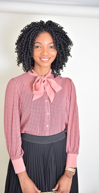 Dot Bowtie Blouse - Modestapparels 