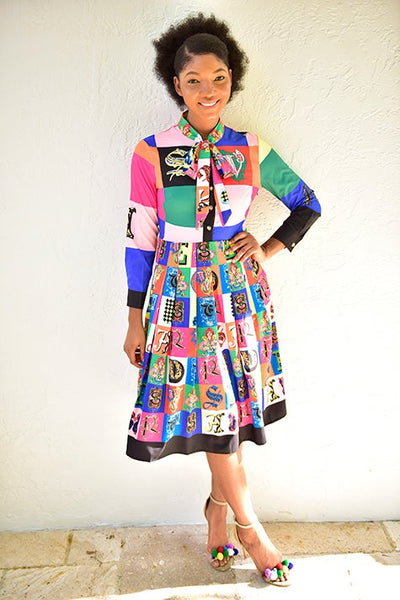 Living in Color Bowtie Dress - Modestapparels 