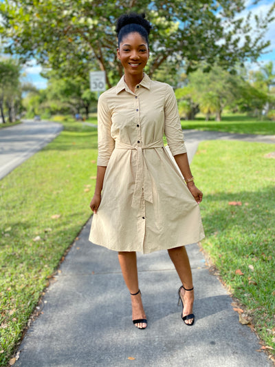 Button down Khaki Dress - Modestapparels 