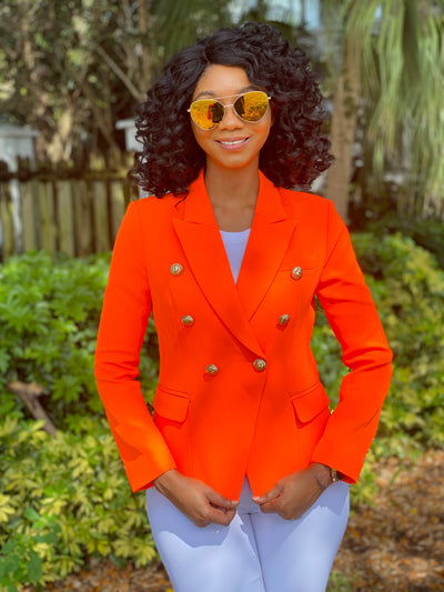 High quality neon orange blazer - Modestapparels 