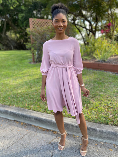 Plain light pink dress - Modestapparels 