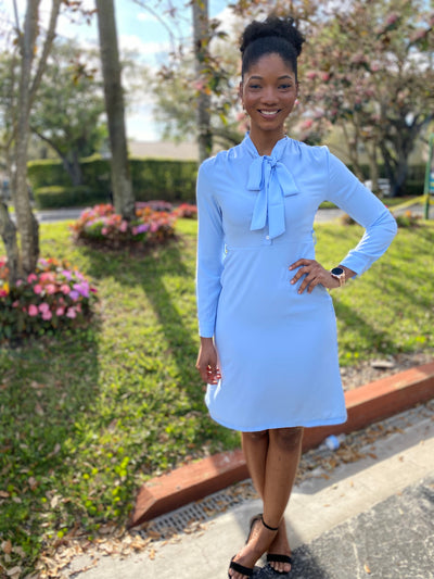 Plain baby blue dress - Modestapparels 